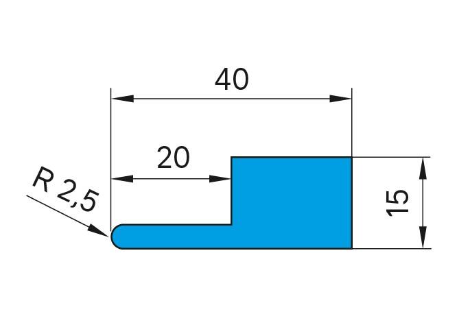 Lama arrotondata R 2,5 mm