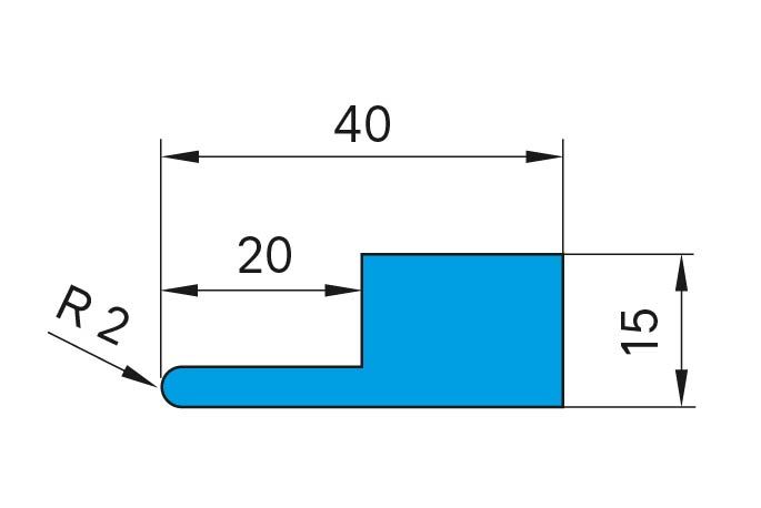 Lama arrotondata R 2 mm