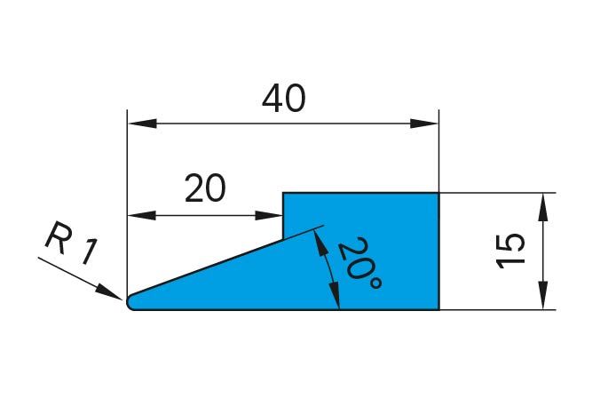Lama acuta 20° R 1 mm